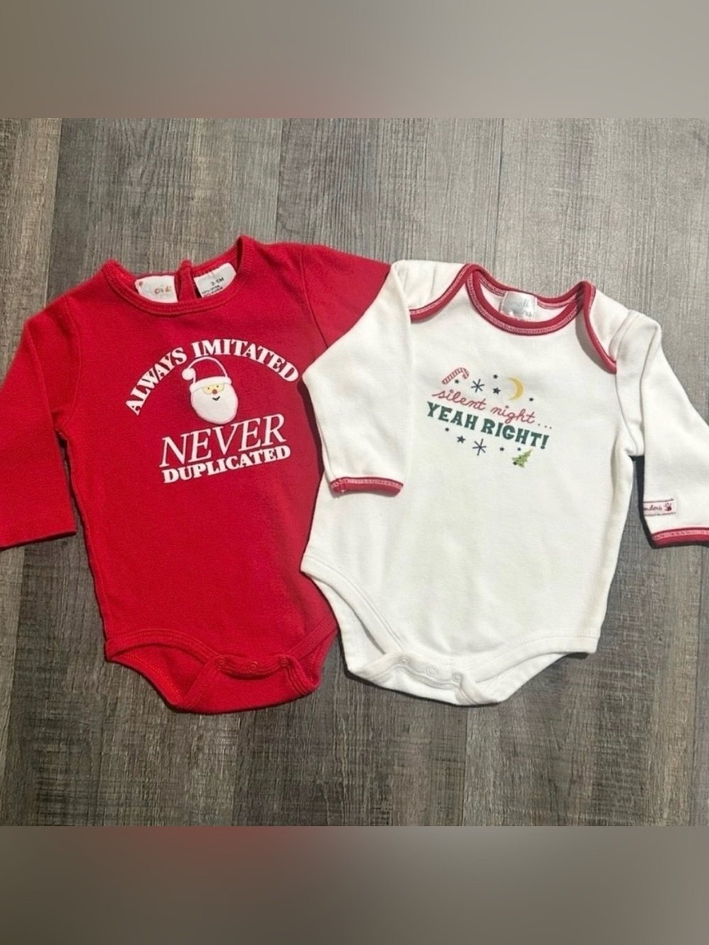 Bundle of 2 Infant & Baby Size 3-6 Months Christmas Holiday Onesie Bodysuits